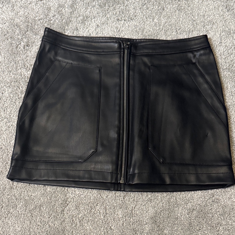 Free People Black Faux Leather Mini Skirt